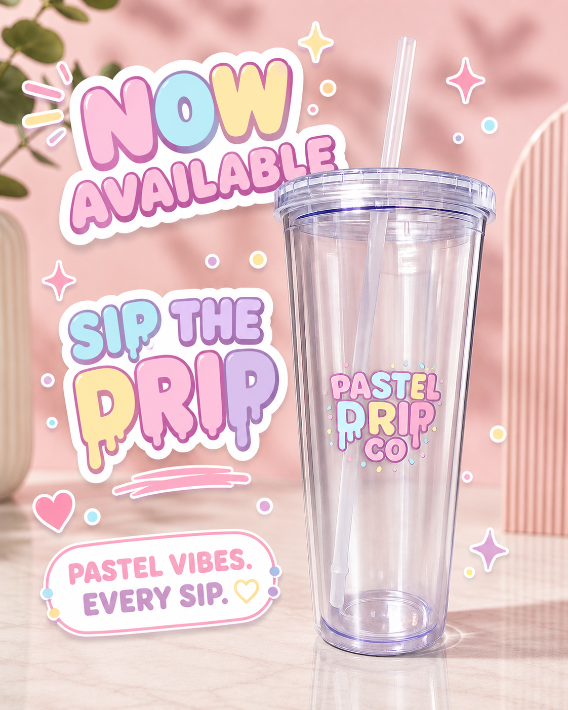 Pastel Drip Co Tumbler